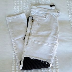 Zara White Jeans (black knee patches)